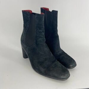 Arche Black Suede heeled Ankle chelsea Bootie round toe women US 9